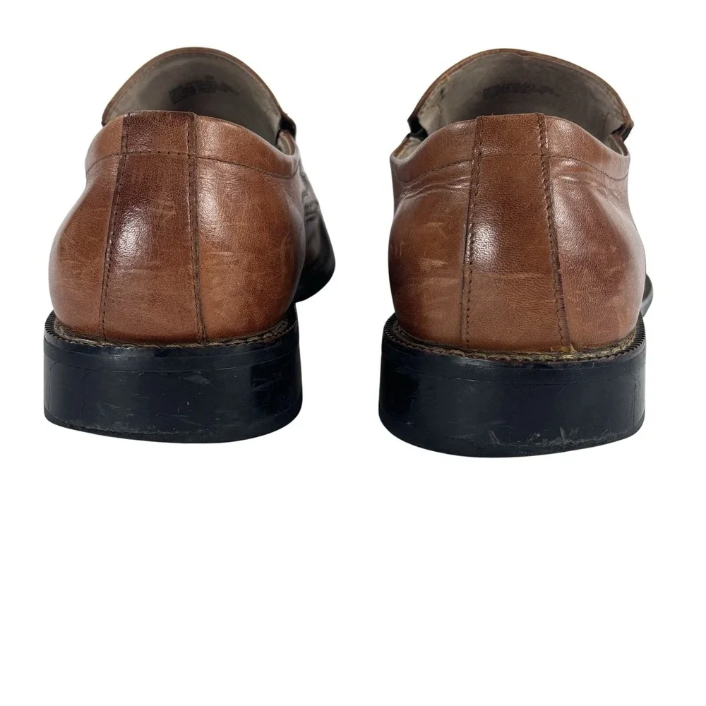 Stacy Adams Brown Loafers Cognac 24363-221 Slip On Dress Shoes‎ Square Sz 10